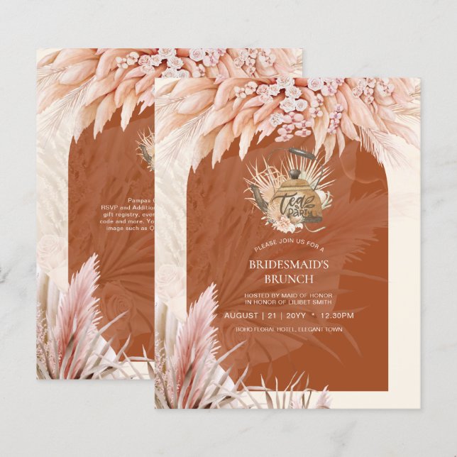 BUDGET Tee Party Brautparty Pampas Gras (Vorne/Hinten)