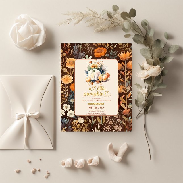 Budget Teracotta Kleiner Kürbisfall Babydusche Flyer (Von Creator hochgeladen)