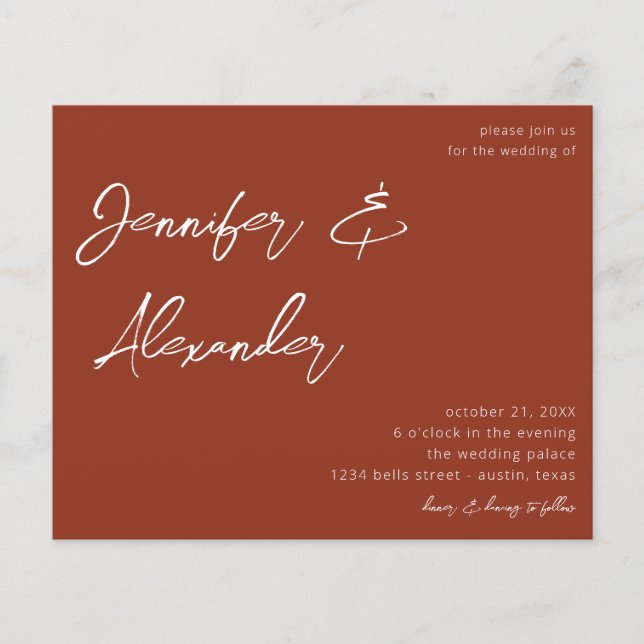 Budget Terra Cotta Calligraphy Foto Wedding V2 Flyer (Vorne)
