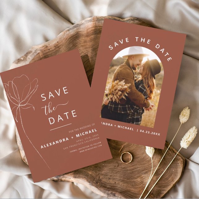 Budget Terracotta Boho Save the Date Foto (Von Creator hochgeladen)