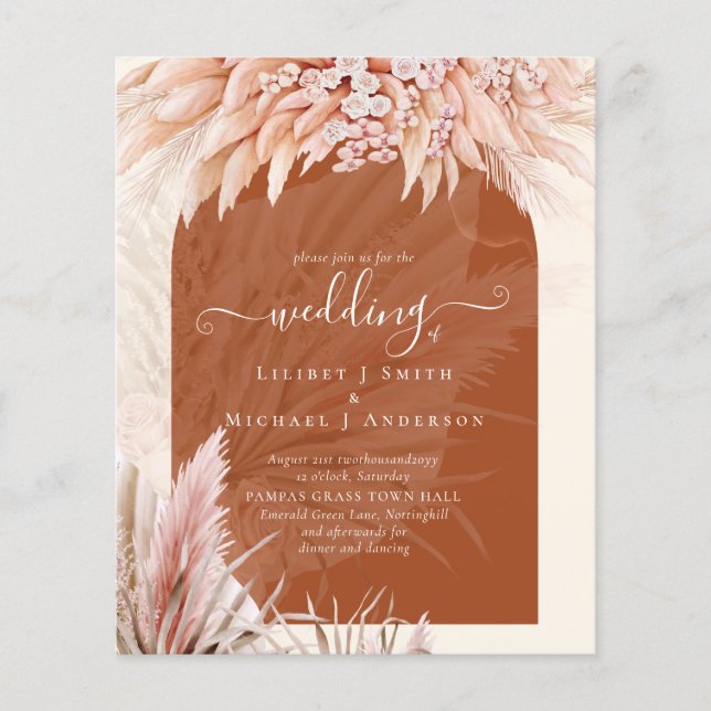 BUDGET Terracotta Coral Pampas Grass Wedding (Vorderseite)