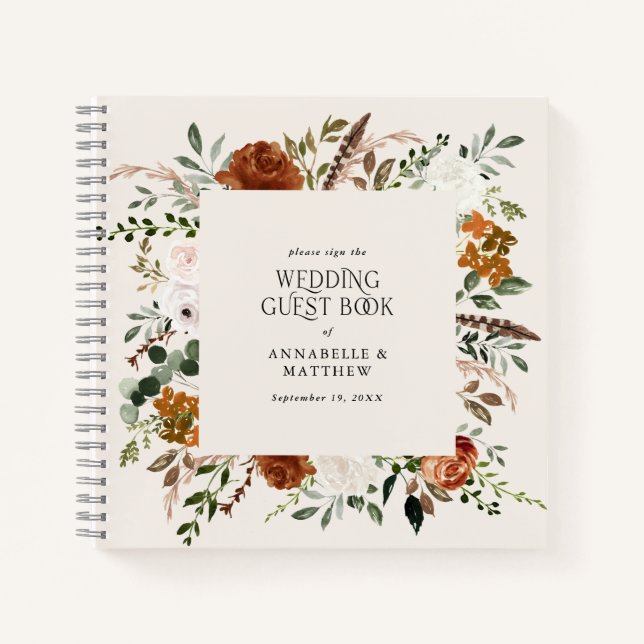 Budget Terracotta floral mariage livre d'hôte rust (Devant)