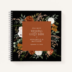 Budget terracotta florale Hochzeitsgast-Buch rusti Notizbuch