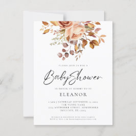Budget Terracotta Florals Baby Dusche Einladung Postkarte