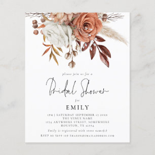 Budget Terracotta Florals Brautparty Einladung