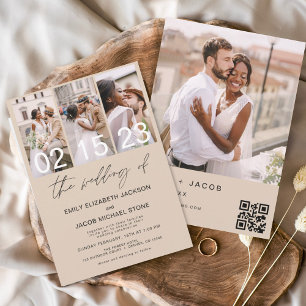 Budget Terracotta Foto QR Code Einladung Hochzeit Flyer