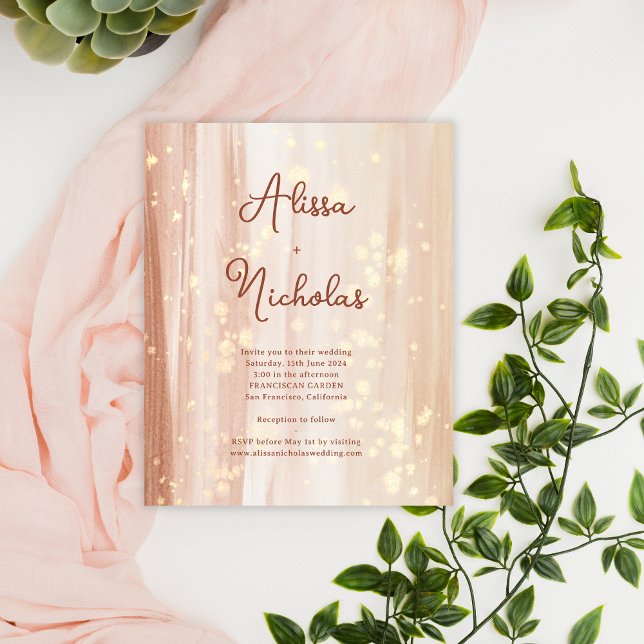 Budget Terracotta Gold Color Wedding Einladung (Von Creator hochgeladen)