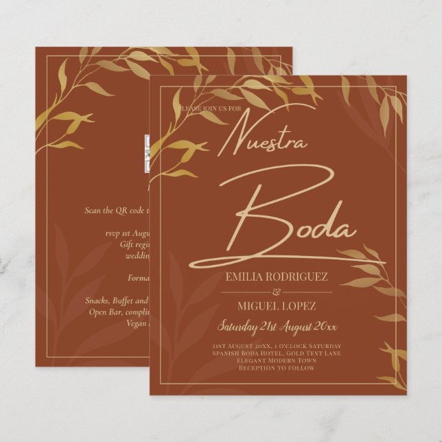 Budget Terracotta GOLD Nuestra Boda Spanish Weddin (Vorne/Hinten)