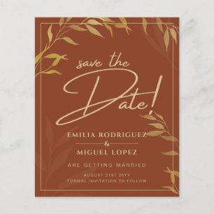 Budget Terracotta GOLD Wedding Rettet die Termine Flyer