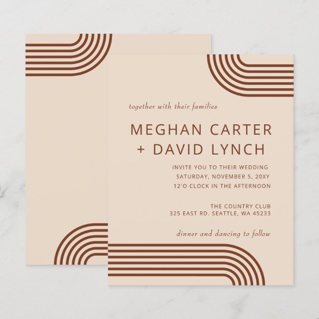 Budget Terracotta Moderne Hochzeit Einladung (Vorne/Hinten)