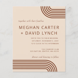 Budget Terracotta Moderne Hochzeit Einladung