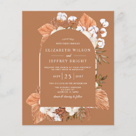 Budget Terracotta Pampas Arched Wedding Einladung