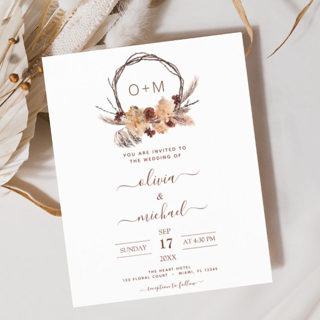 Budget Terracotta Pampas Grass Monogram Wedding (Von Creator hochgeladen)