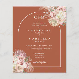 Budget Terracotta Pampas Grass Monogram Wedding