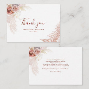 Budget Terracotta Pampas Grass Wedding Vielen Dank Mitteilungskarte