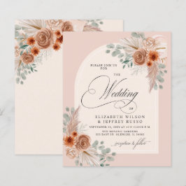 Budget Terracotta Pampas Hochzeit Einladung
