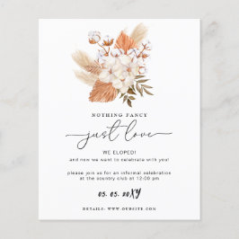 Budget Terracotta Pampas Wedding Reception Card
