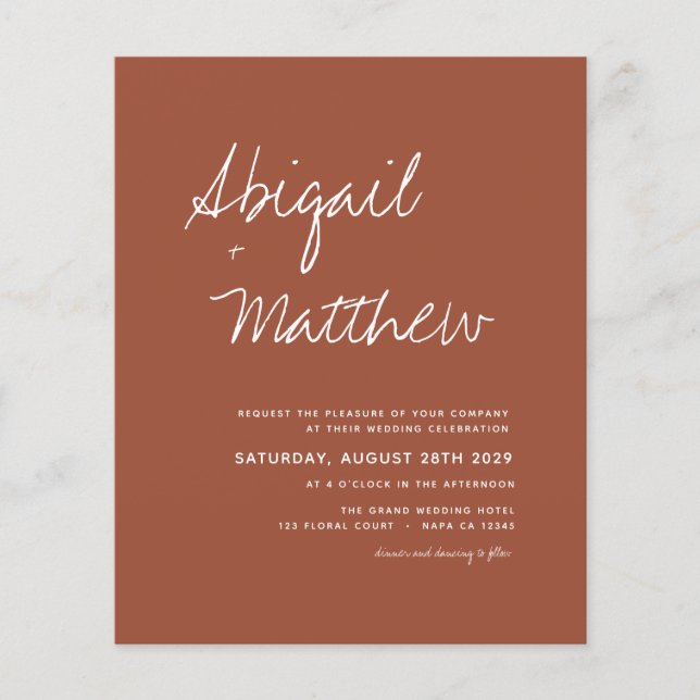Budget Terracotta QR UAWG Wedding Einladung Flyer (Vorne)