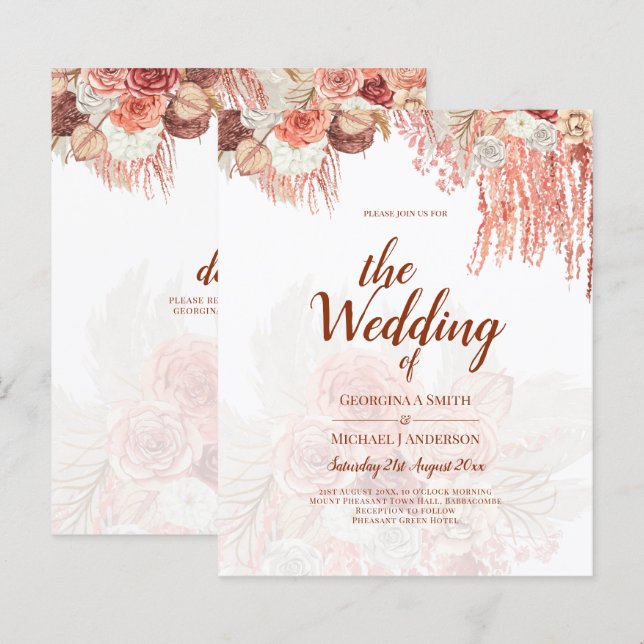 BUDGET Terracotta Rose Pampas Grass Floral Wedding (Vorne/Hinten)