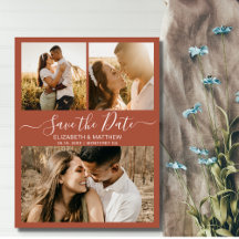 Budget Terracotta Script Foto Save the Date Flyer