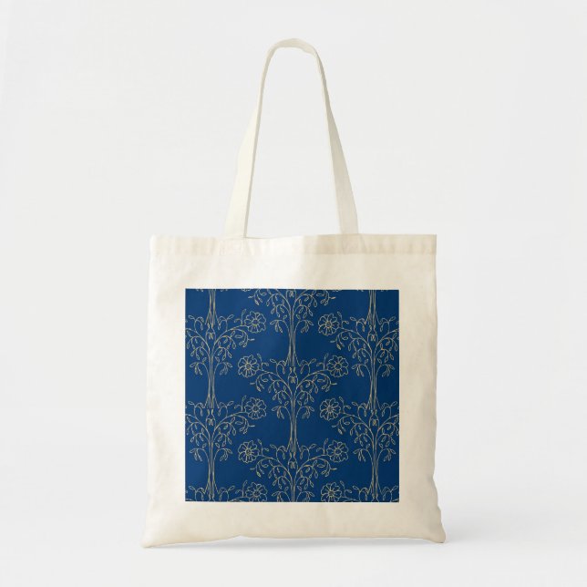 Budget Tote Beutel, Dunkelblau, Gold-Effekt Muster Tragetasche (Vorne)