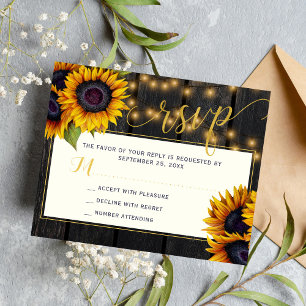 Budget tournesol mariage campagnard rustique carte