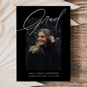 Budget Trendy Calligraphy Drei Foto Abschluss Einladung