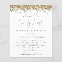 Budget Trendy Gold Glitzer 21. Geburtstag Einladun