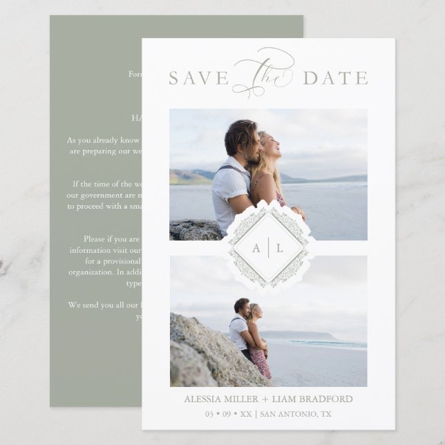 Budget Trendy Initials Chic Ornament Hochzeit (Vorne/Hinten)