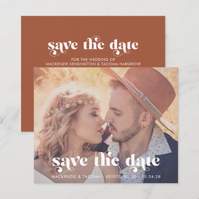 Budget Trendy Modernes Foto Save the Date (Vorne/Hinten)