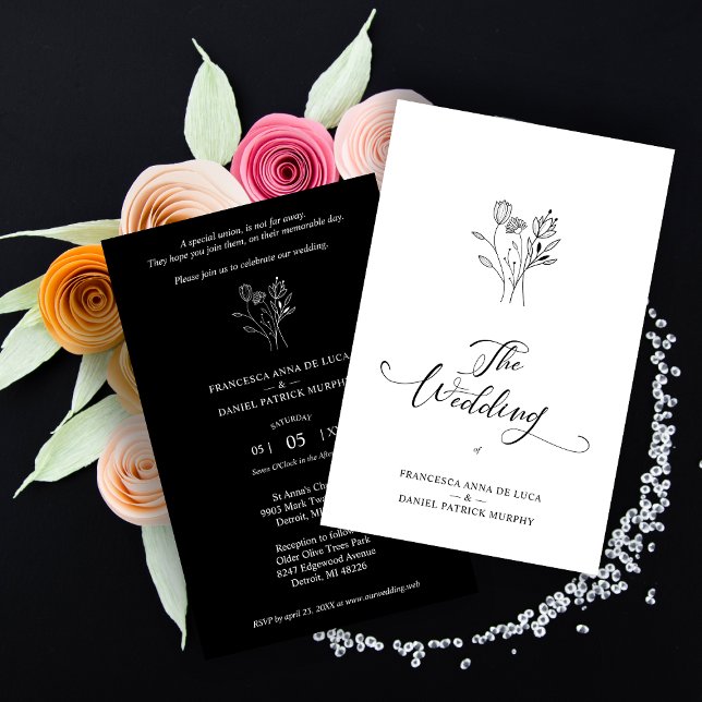 Budget Trendy Wildflowers Wedding Black & White (Von Creator hochgeladen)