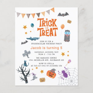 Budget Trick oder Treat Halloween Geburtstagsparty Flyer