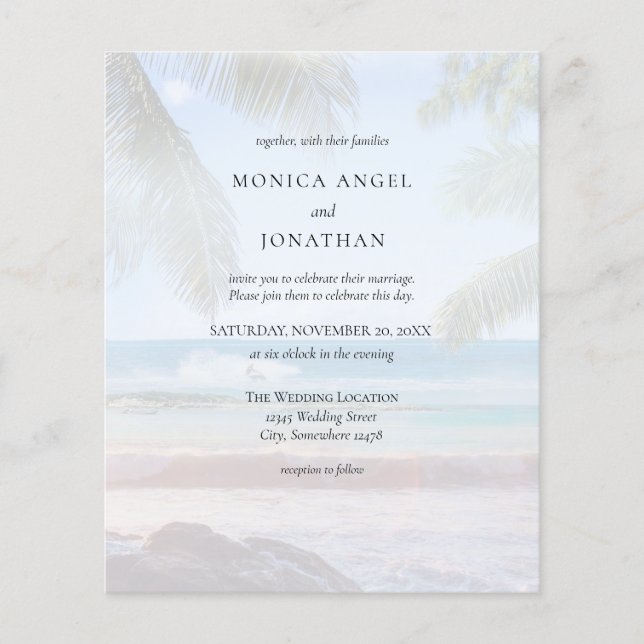 Budget Tropical Beach Palm VS 2 Wedding Flyer (Vorne)