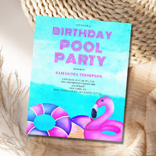 Budget Tropical Birthday Pool Party Einladung Flyer
