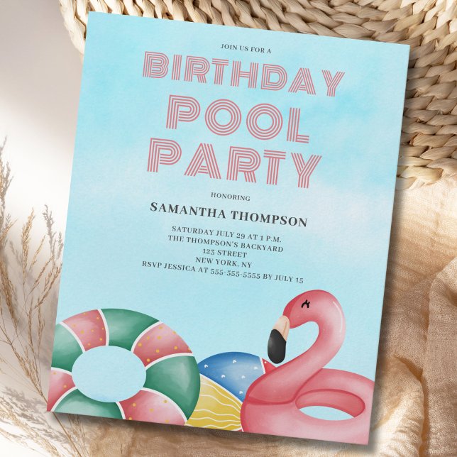 Budget Tropical Birthday Pool Party Einladung Flyer (Von Creator hochgeladen)