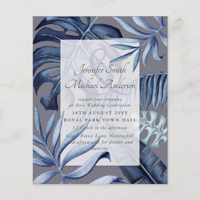 Budget Tropical Blue Leaf Hochzeitsamperand (Vorderseite)