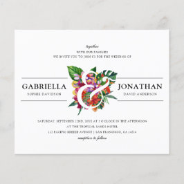 Budget Tropical Bouquet Moderne Typografie Hochzei
