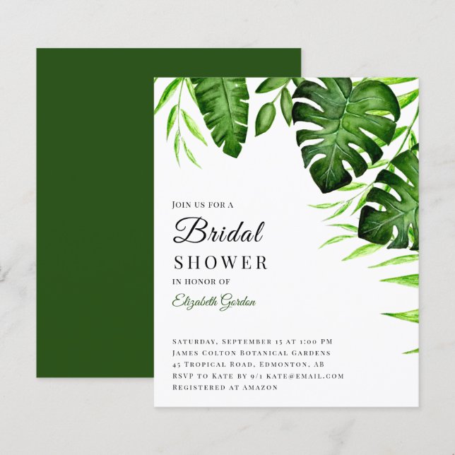 Budget Tropical Brautparty Jungle Script Modern (Vorne/Hinten)