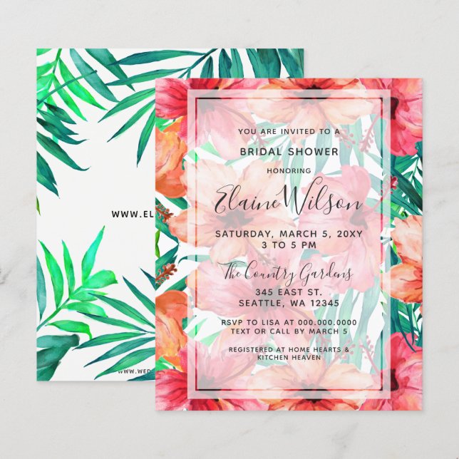Budget Tropical Bridal Dusche Einladung (Vorne/Hinten)