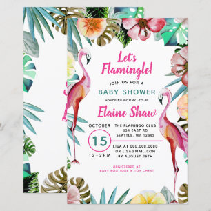 Budget Tropical Flamingo Kinderdusche Einladung