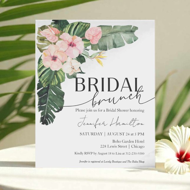 Budget Tropical Floral Bridal Brunch Einladung (Von Creator hochgeladen)