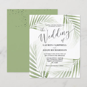 Budget Tropical Foliage Green Wedding Einladung