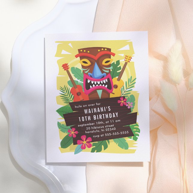 Budget Tropical Hawaii Ukulele Tiki Luau Birthday (Von Creator hochgeladen)