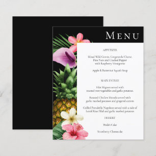 Budget Tropical Hawaiian Floral Menu - Noir