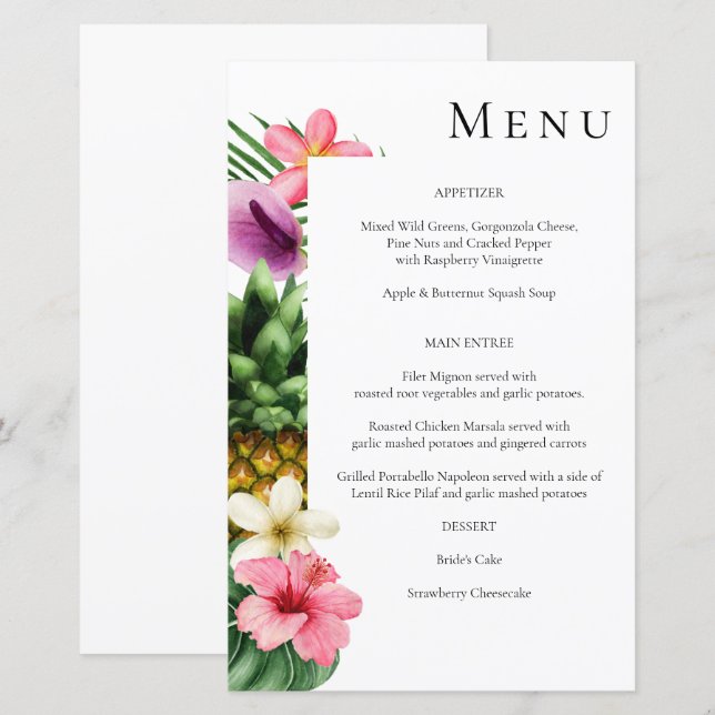 Budget Tropical Hawaiian Floral Menu - White MED (Vorne/Hinten)