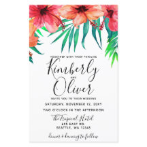 Budget Tropical Hibiskus Beach Hochzeit Einladung