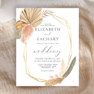 Budget Tropical Palm Gold Rahmen Hochzeitseinladun
