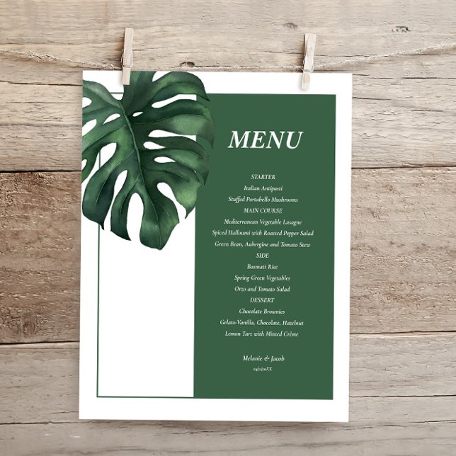 Budget Tropical Palm Leaf Hochzeitsmenü Flyer (Von Creator hochgeladen)