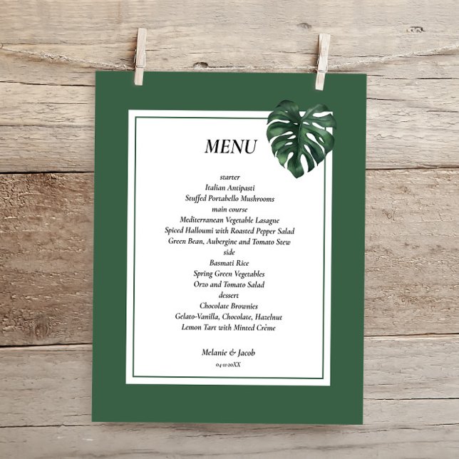 Budget Tropical Palm Leaf Hochzeitsmenü Flyer (Von Creator hochgeladen)