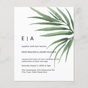 Budget Tropical Palm Leaf Minimal Hochzeit Einladu